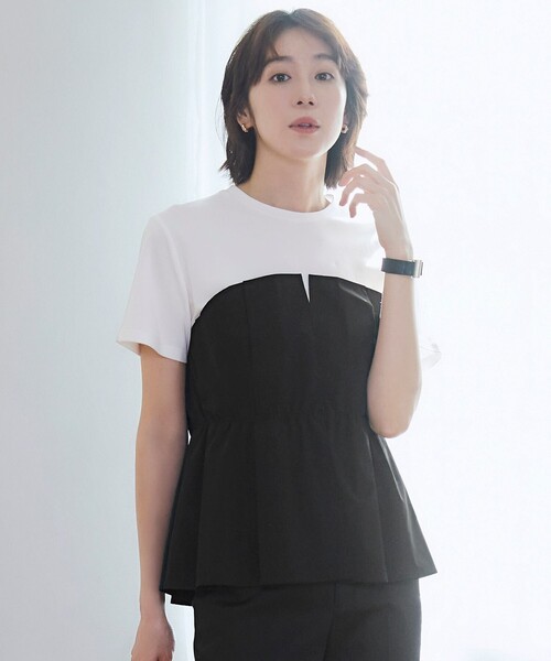 自由区(ジユウク)の「ビスチェコンビ Tシャツ(Tシャツ/カットソー・レディース・黄土色系1/ブラック系1/グレー系・44/46)」の2枚目の写真