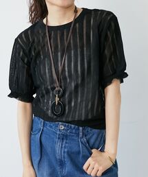 《WEB限定アイテム》シアーストライプニット