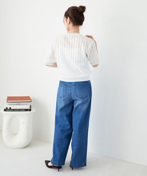 le.coeur blanc（ルクールブラン）の「《WEB限定アイテム》シアーストライプニット（ニット/セーター・レディース・オフホワイト/ブルー/ミント/ブラック・38）」の5枚目の写真