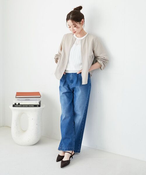 le.coeur blanc（ルクールブラン）の「《WEB限定アイテム》シアーストライプニット（ニット/セーター・レディース・オフホワイト/ブルー/ミント/ブラック・38）」の6枚目の写真