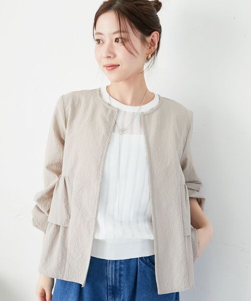 le.coeur blanc（ルクールブラン）の「《WEB限定アイテム》シアーストライプニット（ニット/セーター・レディース・オフホワイト/ブルー/ミント/ブラック・38）」の8枚目の写真