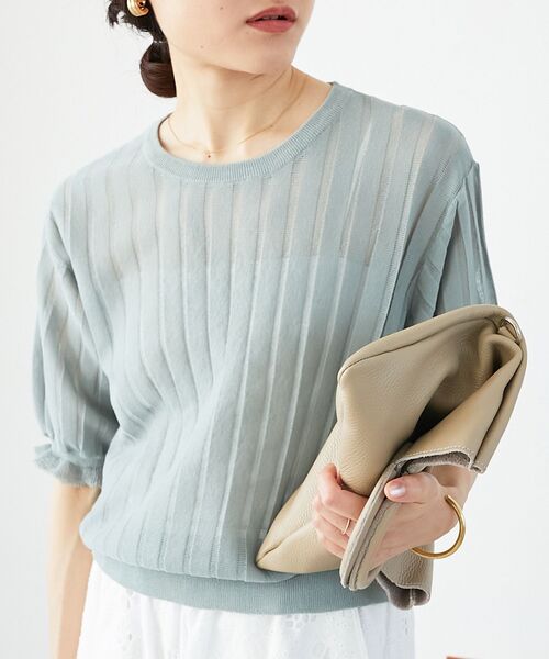 le.coeur blanc（ルクールブラン）の「《WEB限定アイテム》シアーストライプニット（ニット/セーター・レディース・オフホワイト/ブルー/ミント/ブラック・38）」の10枚目の写真