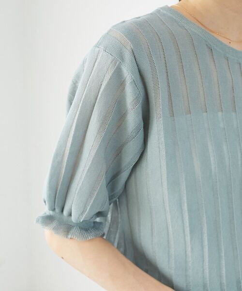 le.coeur blanc（ルクールブラン）の「《WEB限定アイテム》シアーストライプニット（ニット/セーター・レディース・オフホワイト/ブルー/ミント/ブラック・38）」の14枚目の写真