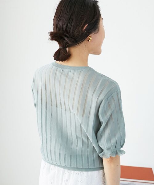 le.coeur blanc（ルクールブラン）の「《WEB限定アイテム》シアーストライプニット（ニット/セーター・レディース・オフホワイト/ブルー/ミント/ブラック・38）」の15枚目の写真