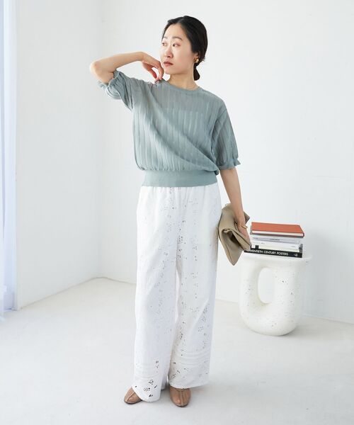 le.coeur blanc（ルクールブラン）の「《WEB限定アイテム》シアーストライプニット（ニット/セーター・レディース・オフホワイト/ブルー/ミント/ブラック・38）」の16枚目の写真