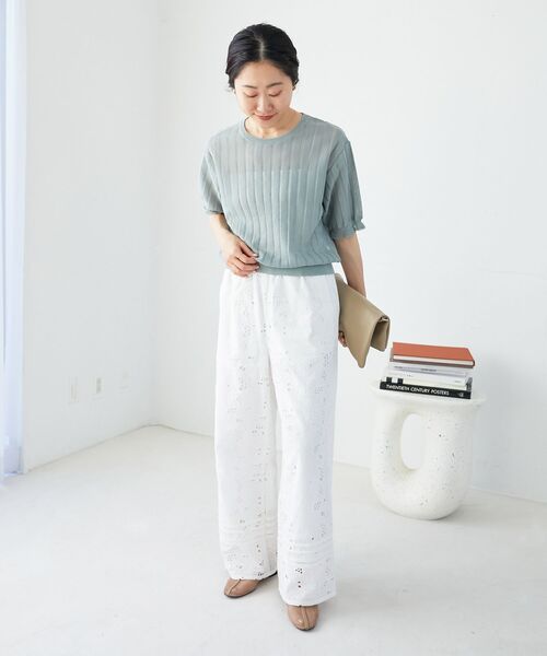 le.coeur blanc（ルクールブラン）の「《WEB限定アイテム》シアーストライプニット（ニット/セーター・レディース・オフホワイト/ブルー/ミント/ブラック・38）」の18枚目の写真