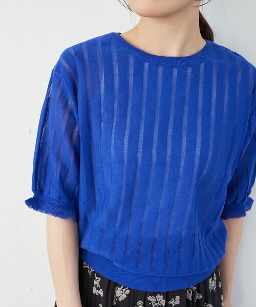 le.coeur blanc（ルクールブラン）の「《WEB限定アイテム》シアーストライプニット（ニット/セーター・レディース・オフホワイト/ブルー/ミント/ブラック・38）」の22枚目の写真