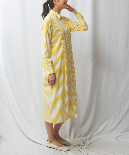 NARACAMICIE(ナラカミーチェ)の「【NARACAMICIE】ストライプシャツワンピース(ワンピース・レディース・ブルー/イエロー/グリーン・XL/M)」の5枚目の写真