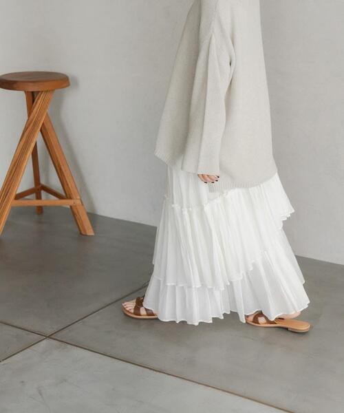 URBAN RESEARCH DOORS（アーバンリサーチドアーズ）の「ランダムティアードスカート（スカート・レディース・オフホワイト/ピンク系その他・MEDIUM）」の2枚目の写真