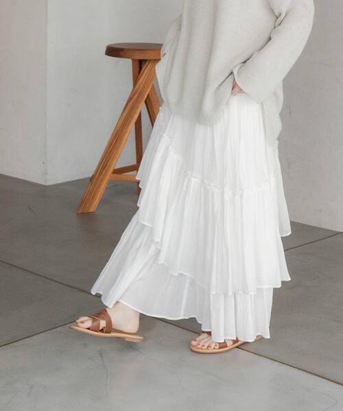 URBAN RESEARCH DOORS（アーバンリサーチドアーズ）の「ランダムティアードスカート（スカート・レディース・オフホワイト/ピンク系その他・MEDIUM）」の9枚目の写真