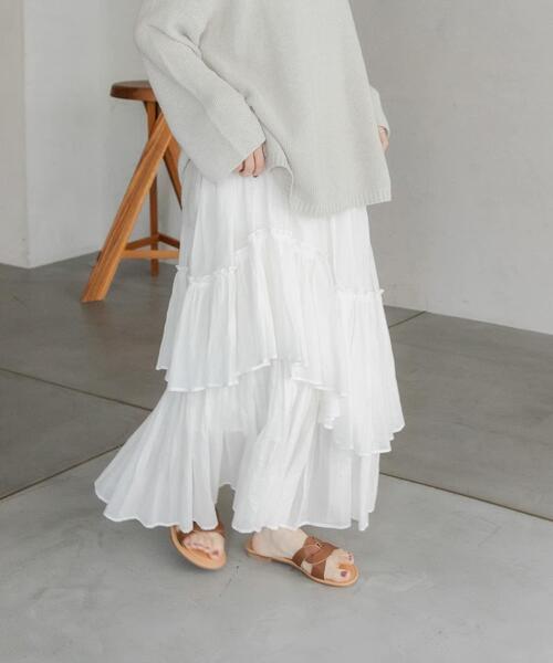 URBAN RESEARCH DOORS（アーバンリサーチドアーズ）の「ランダムティアードスカート（スカート・レディース・オフホワイト/ピンク系その他・MEDIUM）」の8枚目の写真