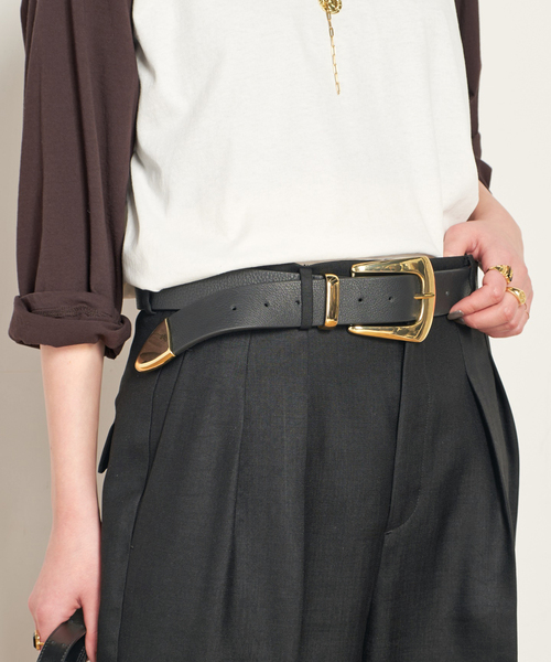 B-LOW THE BELT（ビーロウザベルト）の「【B-LOW THE BELT/ビーローザベルト】Leather belt（ベルト・レディース・ゴールド/シルバー・FREE）」の4枚目の写真
