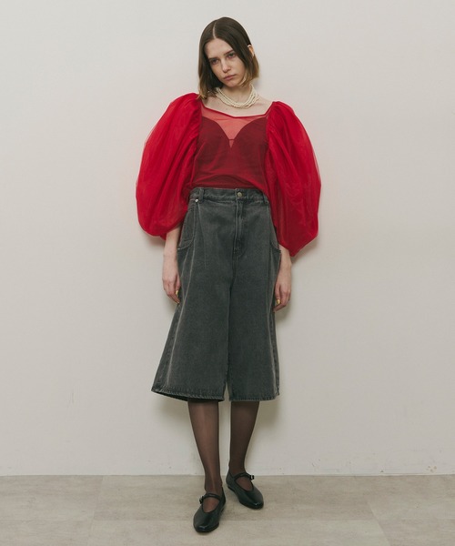 LA BELLE ETUDE（ラベルエチュード）の「デニムタックハーフパンツ（デニムパンツ・レディース・ブラック/ライトブルー/ブルー・0/1）」の4枚目の写真