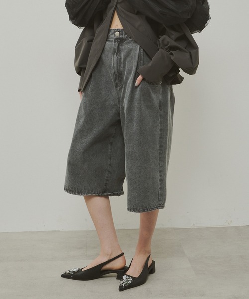 LA BELLE ETUDE（ラベルエチュード）の「デニムタックハーフパンツ（デニムパンツ・レディース・ブラック/ライトブルー/ブルー・0/1）」の10枚目の写真