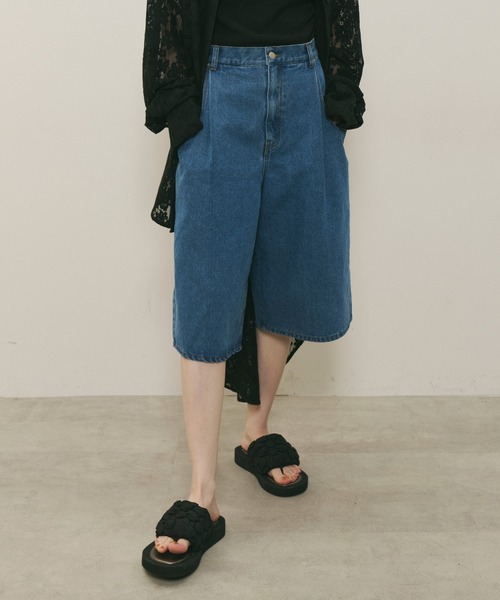 LA BELLE ETUDE（ラベルエチュード）の「デニムタックハーフパンツ（デニムパンツ・レディース・ブラック/ライトブルー/ブルー・0/1）」の12枚目の写真