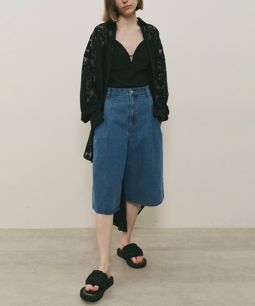 LA BELLE ETUDE（ラベルエチュード）の「デニムタックハーフパンツ（デニムパンツ・レディース・ブラック/ライトブルー/ブルー・0/1）」の6枚目の写真