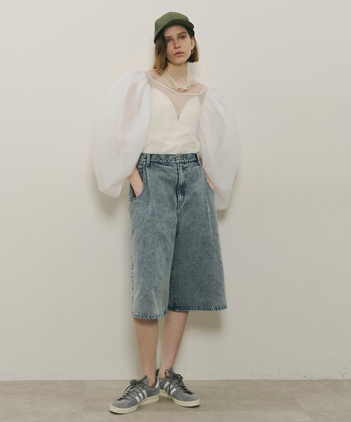 LA BELLE ETUDE（ラベルエチュード）の「デニムタックハーフパンツ（デニムパンツ・レディース・ブラック/ライトブルー/ブルー・0/1）」の7枚目の写真