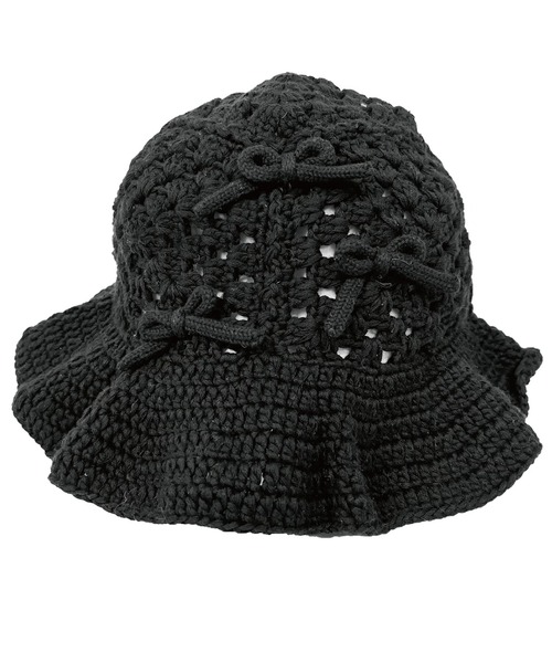 yield（イールド）の「【Soelilas】Ribbon Knit Crochet (リボンニットクロシェ) LCN-M57764（ハット・レディース・アイボリー/ブラック・FREE）」の2枚目の写真