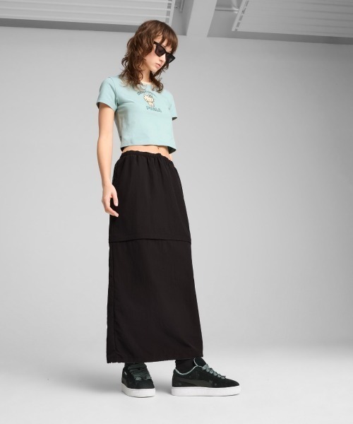 PUMA（プーマ）の「PUMA PUMA x HELLO KITTY & FRIENDS WOVEN MAXI SKIRT（プーマ x ハローキティアンドフレンズ ウーブン マキシスカート）（スカート・レディース・ブラック系/パープル系・SMALL/MEDIUM/LARGE）」の6枚目の写真