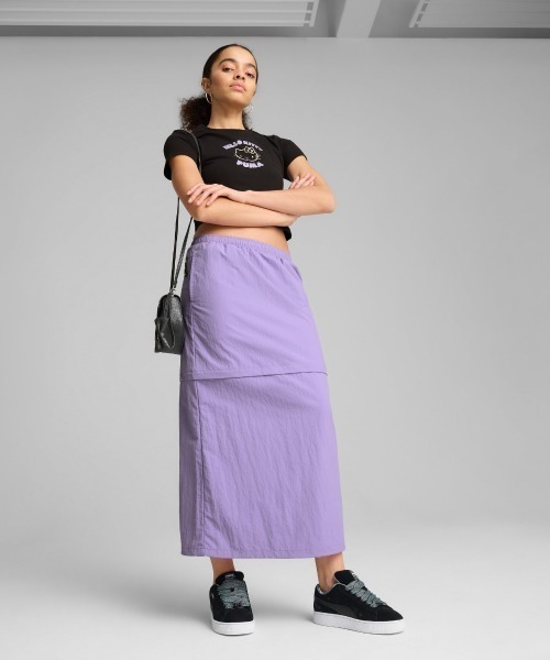 PUMA（プーマ）の「PUMA PUMA x HELLO KITTY & FRIENDS WOVEN MAXI SKIRT（プーマ x ハローキティアンドフレンズ ウーブン マキシスカート）（スカート・レディース・ブラック系/パープル系・SMALL/MEDIUM/LARGE）」の11枚目の写真
