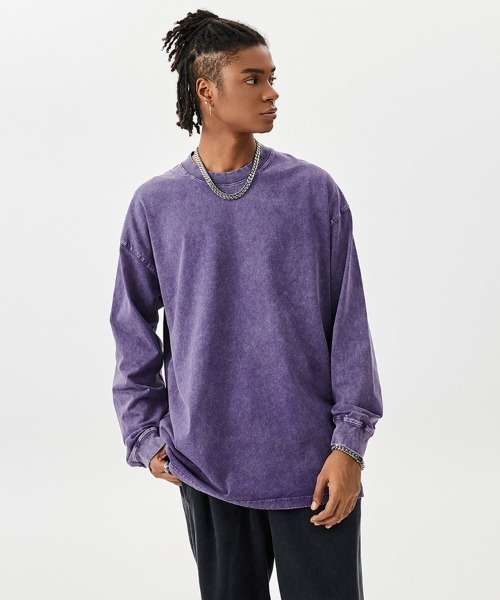 Ressaca(レサーカ)の「オーバーサイズピグメント加工ロンT(Tシャツ/カットソー・メンズ・ピンク/カーキ/パープル/ブラック/レッド/チャコール/グリーン/グレー/ブルー/ベージュ/ブラウン・XL/L/M)」の9枚目の写真
