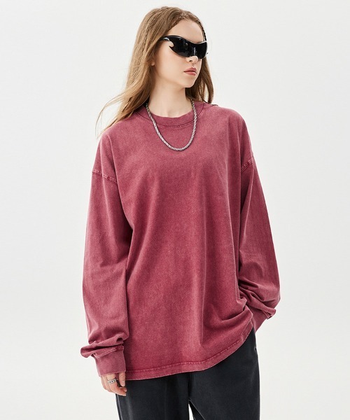Ressaca(レサーカ)の「オーバーサイズピグメント加工ロンT(Tシャツ/カットソー・メンズ・ピンク/カーキ/パープル/ブラック/レッド/チャコール/グリーン/グレー/ブルー/ベージュ/ブラウン・XL/L/M)」の11枚目の写真
