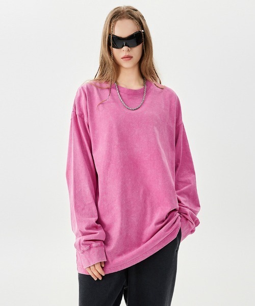 Ressaca(レサーカ)の「オーバーサイズピグメント加工ロンT(Tシャツ/カットソー・メンズ・ピンク/カーキ/パープル/ブラック/レッド/チャコール/グリーン/グレー/ブルー/ベージュ/ブラウン・XL/L/M)」の10枚目の写真