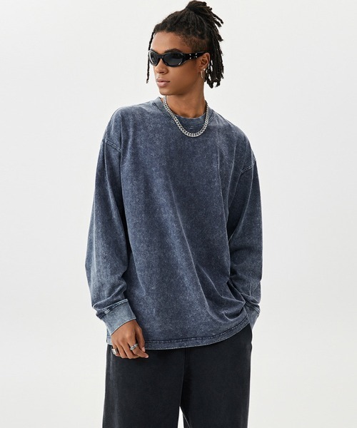 Ressaca(レサーカ)の「オーバーサイズピグメント加工ロンT(Tシャツ/カットソー・メンズ・ピンク/カーキ/パープル/ブラック/レッド/チャコール/グリーン/グレー/ブルー/ベージュ/ブラウン・XL/L/M)」の8枚目の写真