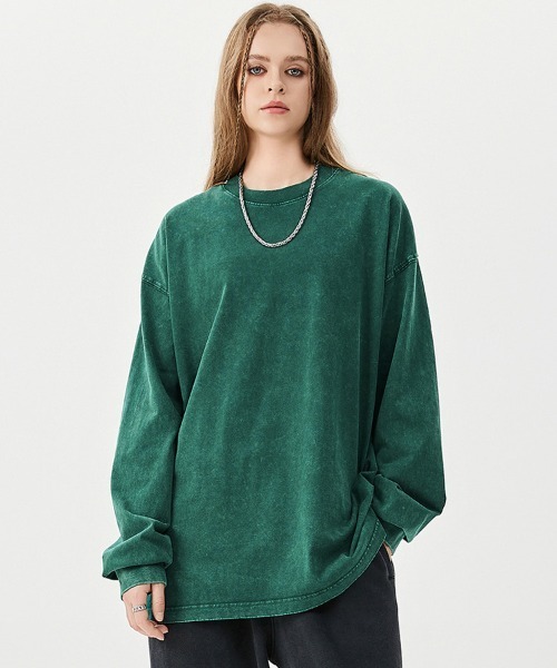 Ressaca(レサーカ)の「オーバーサイズピグメント加工ロンT(Tシャツ/カットソー・メンズ・ピンク/カーキ/パープル/ブラック/レッド/チャコール/グリーン/グレー/ブルー/ベージュ/ブラウン・XL/L/M)」の7枚目の写真