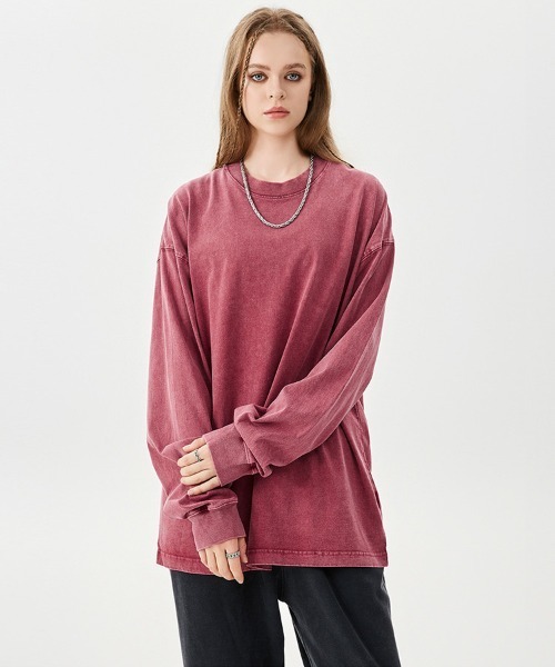 Ressaca(レサーカ)の「オーバーサイズピグメント加工ロンT(Tシャツ/カットソー・メンズ・ピンク/カーキ/パープル/ブラック/レッド/チャコール/グリーン/グレー/ブルー/ベージュ/ブラウン・XL/L/M)」の19枚目の写真