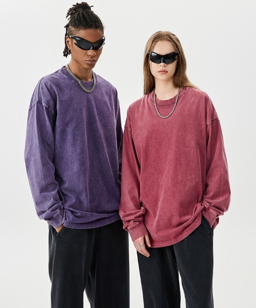 Ressaca(レサーカ)の「オーバーサイズピグメント加工ロンT(Tシャツ/カットソー・メンズ・ピンク/カーキ/パープル/ブラック/レッド/チャコール/グリーン/グレー/ブルー/ベージュ/ブラウン・XL/L/M)」の14枚目の写真