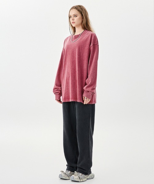 Ressaca(レサーカ)の「オーバーサイズピグメント加工ロンT(Tシャツ/カットソー・メンズ・ピンク/カーキ/パープル/ブラック/レッド/チャコール/グリーン/グレー/ブルー/ベージュ/ブラウン・XL/L/M)」の21枚目の写真