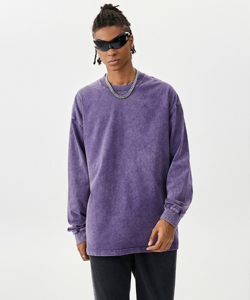 Ressaca(レサーカ)の「オーバーサイズピグメント加工ロンT(Tシャツ/カットソー・メンズ・ピンク/カーキ/パープル/ブラック/レッド/チャコール/グリーン/グレー/ブルー/ベージュ/ブラウン・XL/L/M)」の12枚目の写真