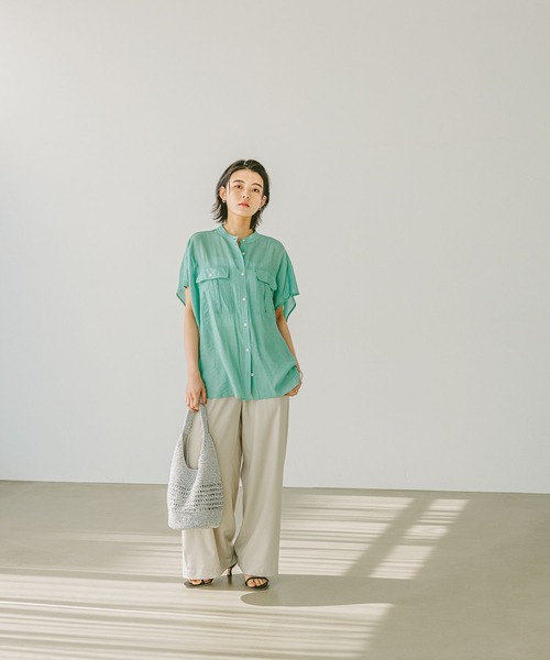 BAYFLOW（ベイフロー）の「[撥水加工・接触冷感・イージーケア・UVケア機能]RPワイドパンツ（その他パンツ・レディース・ブルー/グレイッシュベージュ/ブラック/イエロー・SMALL/MEDIUM）」の5枚目の写真