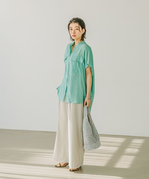 BAYFLOW（ベイフロー）の「[撥水加工・接触冷感・イージーケア・UVケア機能]RPワイドパンツ（その他パンツ・レディース・ブルー/グレイッシュベージュ/ブラック/イエロー・SMALL/MEDIUM）」の6枚目の写真