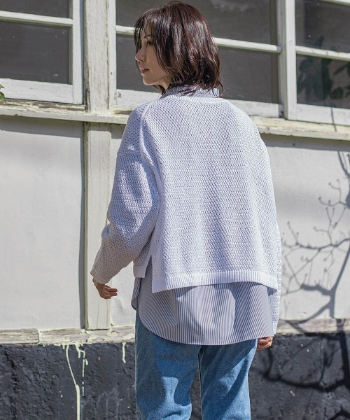 LAUTREAMONT（ロートレアモン）の「ドライタッチバスケット編みニット≪手洗い可能≫（ニット/セーター・レディース・ホワイト/ネイビー/イエロー/ライトブルー・9号/11号）」の8枚目の写真