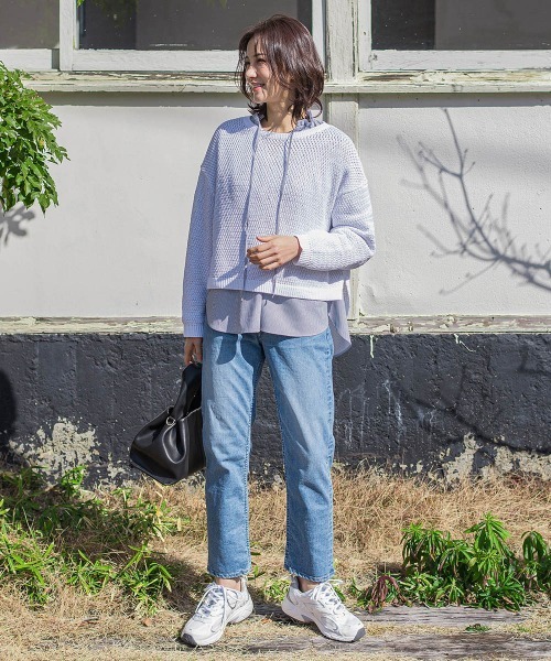 LAUTREAMONT（ロートレアモン）の「ドライタッチバスケット編みニット≪手洗い可能≫（ニット/セーター・レディース・ホワイト/ネイビー/イエロー/ライトブルー・9号/11号）」の13枚目の写真