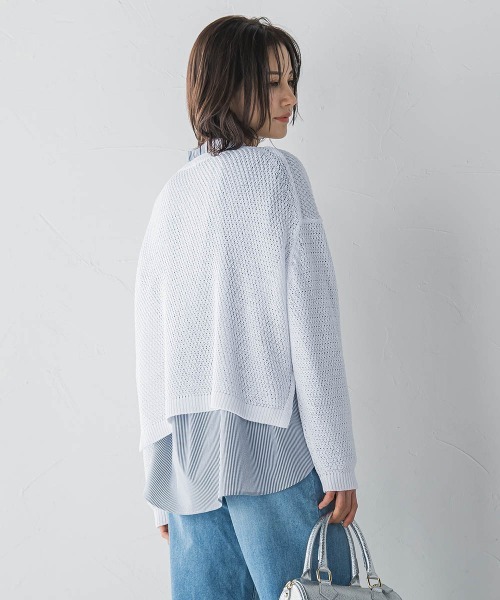 LAUTREAMONT（ロートレアモン）の「ドライタッチバスケット編みニット≪手洗い可能≫（ニット/セーター・レディース・ホワイト/ネイビー/イエロー/ライトブルー・9号/11号）」の19枚目の写真