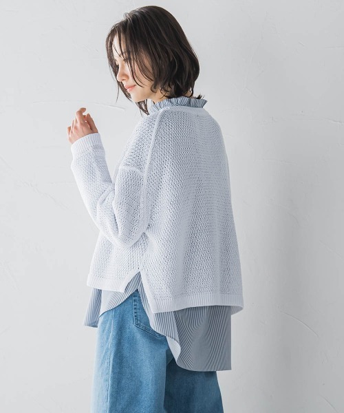 LAUTREAMONT（ロートレアモン）の「ドライタッチバスケット編みニット≪手洗い可能≫（ニット/セーター・レディース・ホワイト/ネイビー/イエロー/ライトブルー・9号/11号）」の20枚目の写真