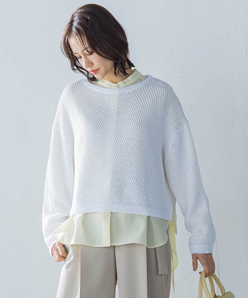 LAUTREAMONT / ロートレアモン ドライタッチバスケット編みニット≪手洗い可能≫ ロートレアモン LAUTREAMONT ドライタッチバスケット編みニット