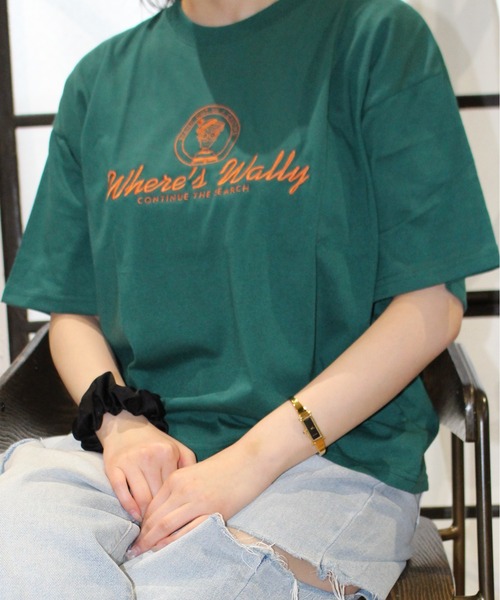 ALWAYS GOOD TIME（オルウェイズグッドタイム）の「【Where's Wally/ウォーリーを探せ】天竺 刺繍/プリント WIDEシルエット 半袖Tシャツ（Tシャツ/カットソー・レディース・オートミール/杢グレー/グリーン/グレー・M/L）」の4枚目の写真
