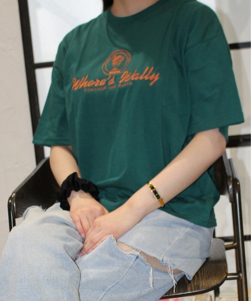 ALWAYS GOOD TIME（オルウェイズグッドタイム）の「【Where's Wally/ウォーリーを探せ】天竺 刺繍/プリント WIDEシルエット 半袖Tシャツ（Tシャツ/カットソー・レディース・オートミール/杢グレー/グリーン/グレー・M/L）」の6枚目の写真
