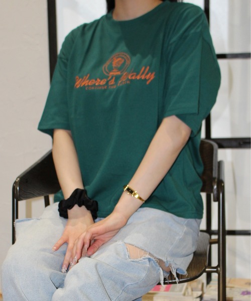 ALWAYS GOOD TIME（オルウェイズグッドタイム）の「【Where's Wally/ウォーリーを探せ】天竺 刺繍/プリント WIDEシルエット 半袖Tシャツ（Tシャツ/カットソー・レディース・オートミール/杢グレー/グリーン/グレー・M/L）」の5枚目の写真