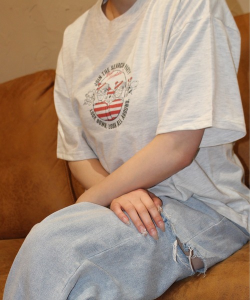 ALWAYS GOOD TIME（オルウェイズグッドタイム）の「【Where's Wally/ウォーリーを探せ】天竺 刺繍/プリント WIDEシルエット 半袖Tシャツ（Tシャツ/カットソー・レディース・オートミール/杢グレー/グリーン/グレー・M/L）」の7枚目の写真