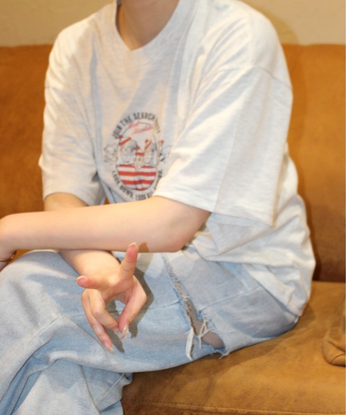 ALWAYS GOOD TIME（オルウェイズグッドタイム）の「【Where's Wally/ウォーリーを探せ】天竺 刺繍/プリント WIDEシルエット 半袖Tシャツ（Tシャツ/カットソー・レディース・オートミール/杢グレー/グリーン/グレー・M/L）」の8枚目の写真