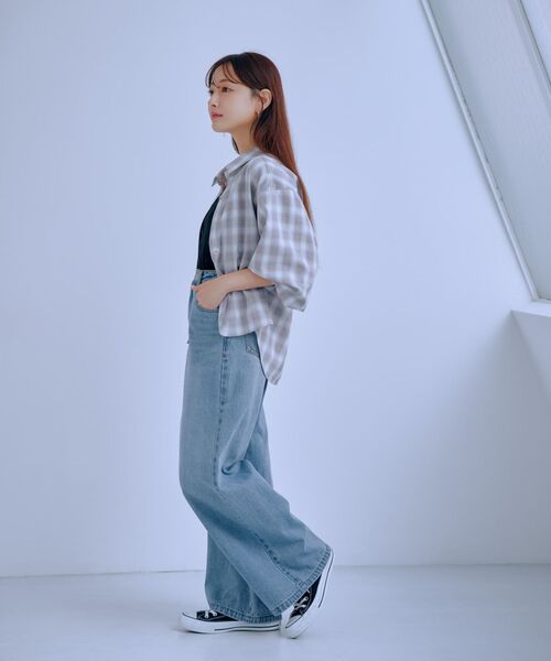 COHINA(コヒナ)の「2wayカシュクールチェックシャツ 【低身長・小柄女性】(シャツ/ブラウス・レディース・ブラック/グレー/ベージュ・ONE SIZE)」の17枚目の写真