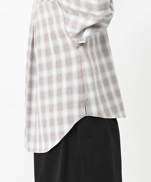 コヒナ cohina 2wayカシュクールチェックシャツ　ブラック 2wayカシュクールチェックシャツ | 小柄・低身長女性向け