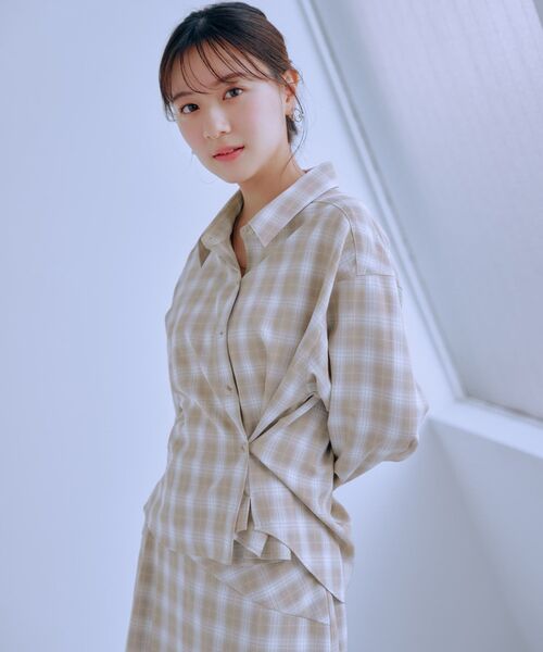 COHINA(コヒナ)の「2wayカシュクールチェックシャツ 【低身長・小柄女性】(シャツ/ブラウス・レディース・ブラック/グレー/ベージュ・ONE SIZE)」の9枚目の写真