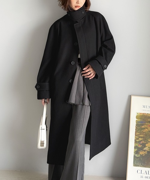 セール】大人の魅力を引き立てる、上品な一着。ベルト付き比翼メルトン