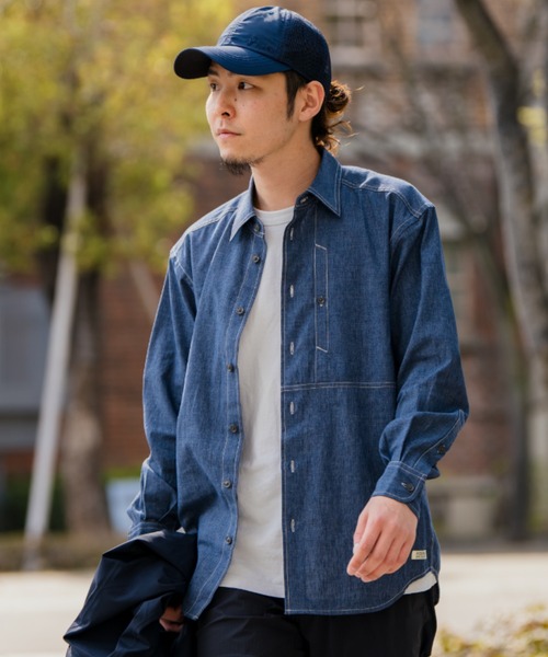 Foxfire（フォックスファイヤー）の「ＣＯＯＬＭＡＸシャンブレーシャツ（シャツ/ブラウス・メンズ・ネイビー/オリーブ/チャコール・M/L/XL）」の17枚目の写真